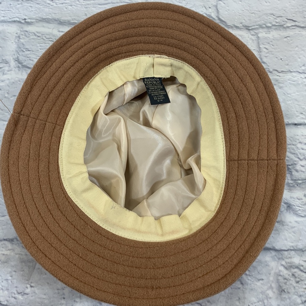 Banana Republic Wool Laine Bucket Hat Brown& tan Made in Italy Lined - Picture 6 of 11